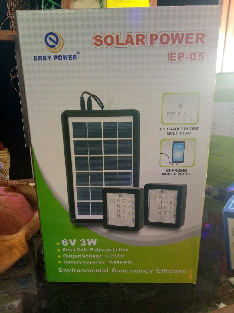 solar kit with 2 bulbs and phone charging